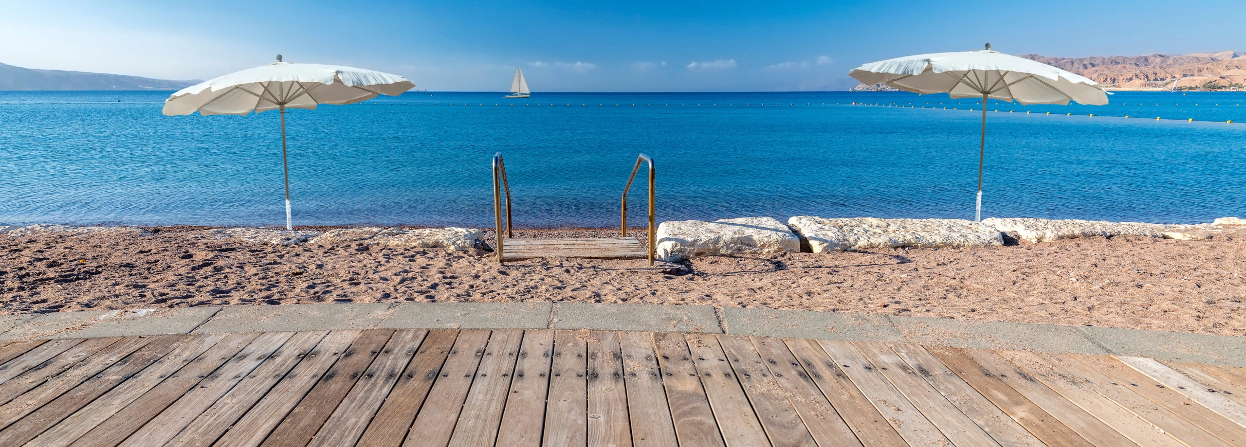 Morning relaxing atmosphere at a public beach at the Red SEa, MI